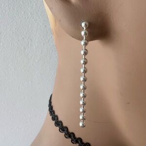 Sterling Silver Ball Bead Dangle Earrings